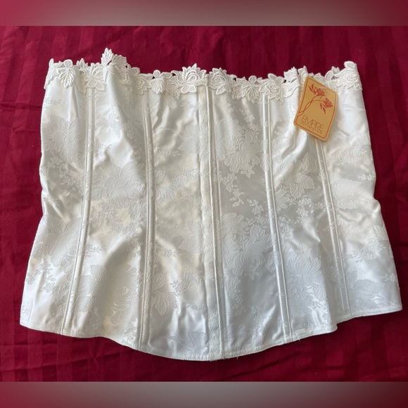 Empire Intimates White Satin Floral Lace Corset Bustier #6709 Made in USA Sz 44 - Picture 8 of 12